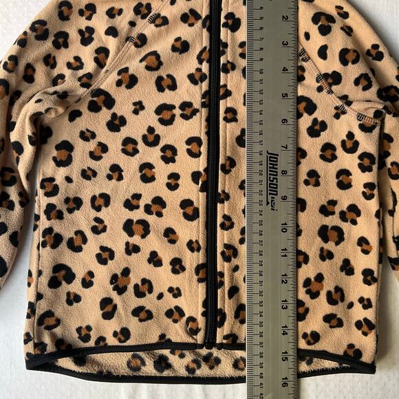 H&M Girl’s Long Sleeve Zip Fleece Jacket size 3/4T US, Leopard Brown - Picture 6 of 7
